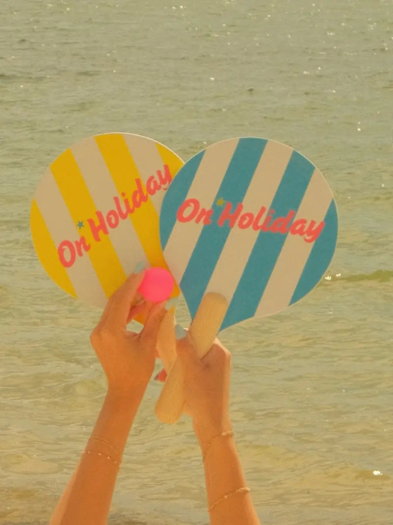 Yellow Stripe Beach Paddle Set