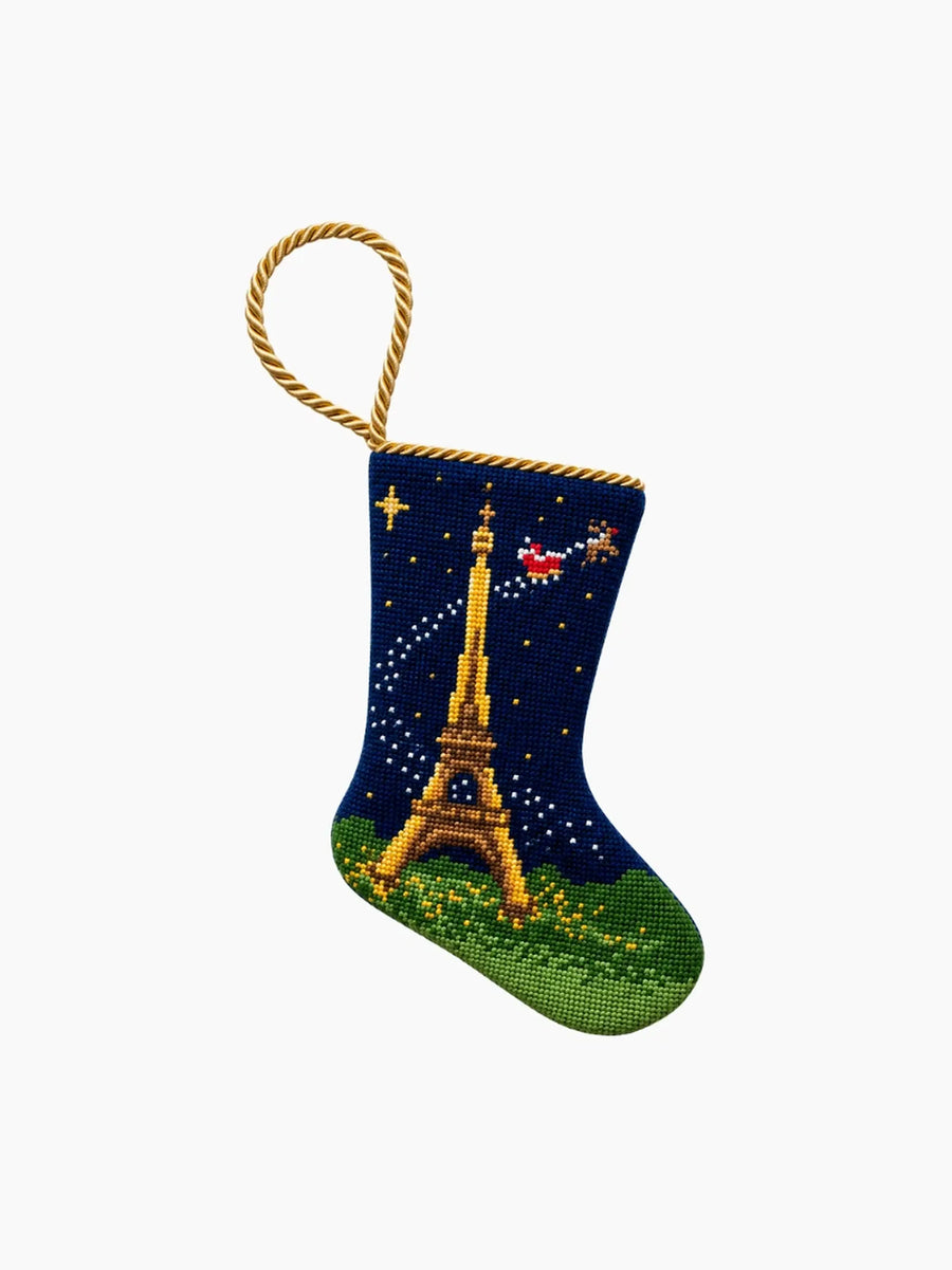 Santa in Paris Christmas Stocking