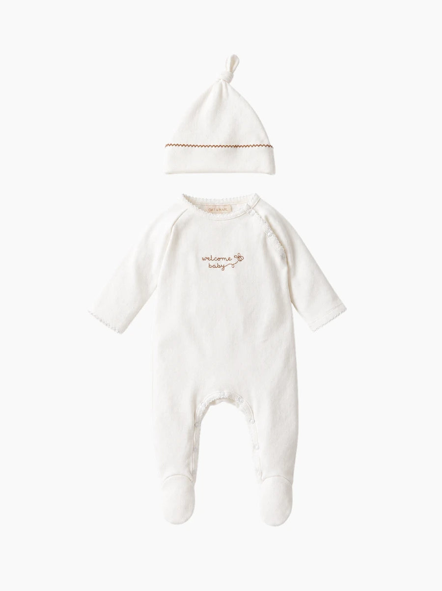 Welcome Baby Sleepsuit & Hat Gift Set