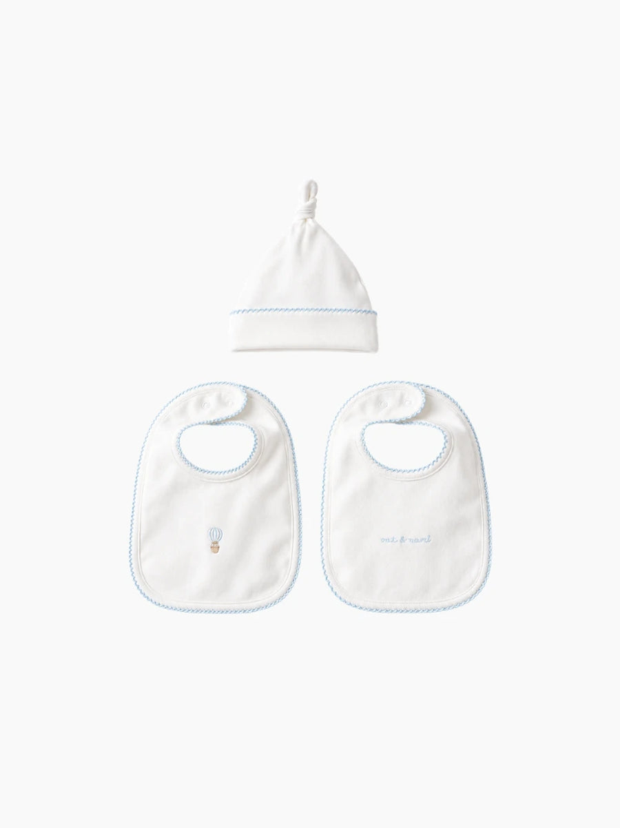 Hot Air Balloon Bib & Hat 3 Piece Set