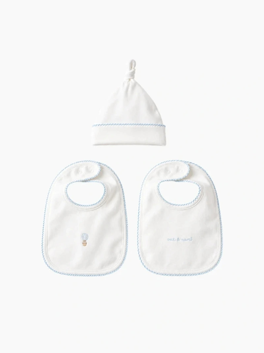Hot Air Balloon Bib & Hat 3 Piece Set