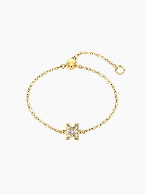 Gold Full Pavé Adjustable Chain Ring
