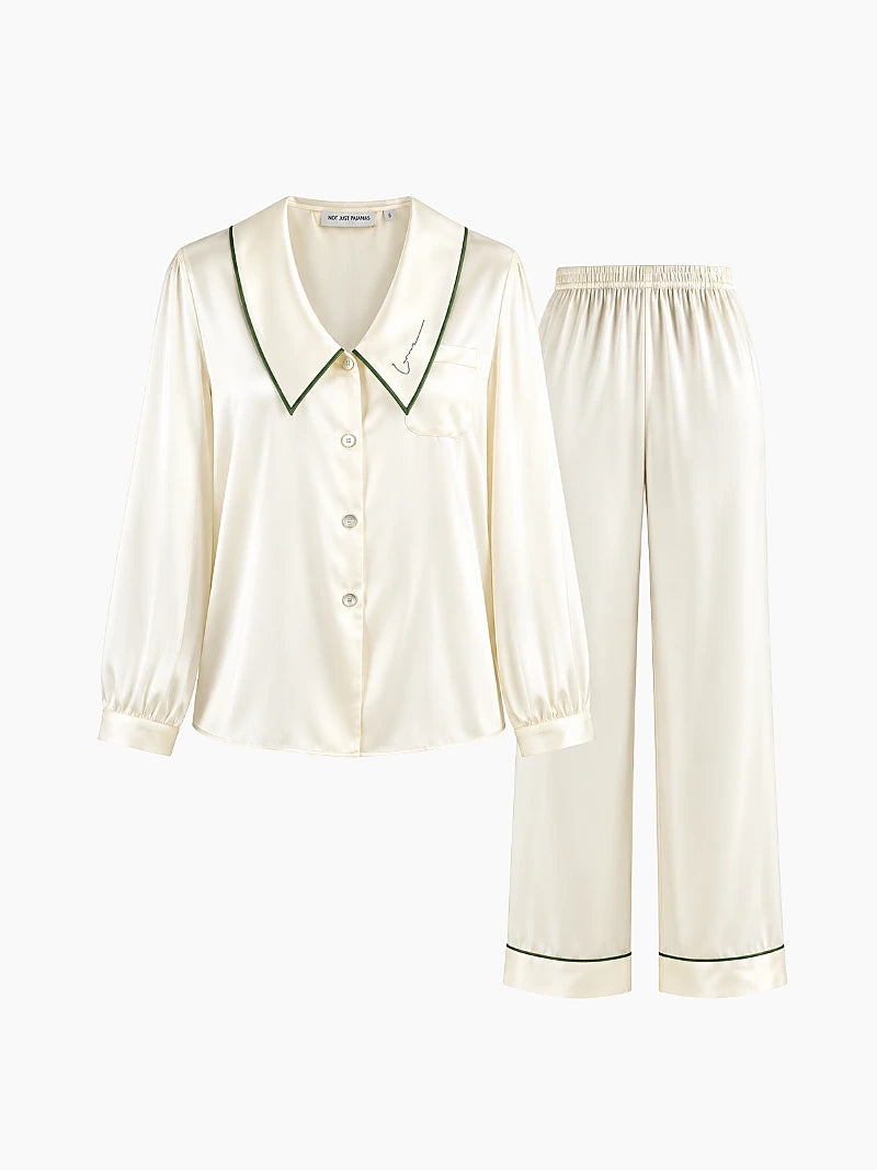 French Style Silk Long Pyjama Set