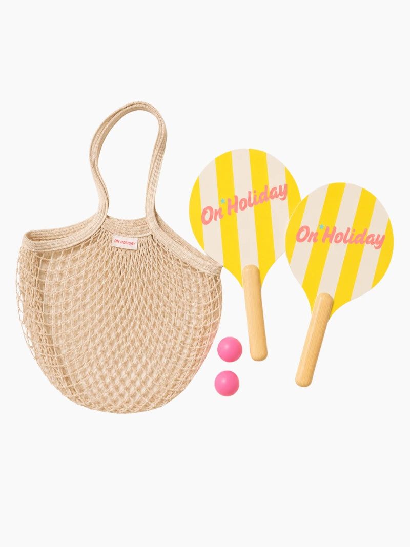 Yellow Stripe Beach Paddle Set