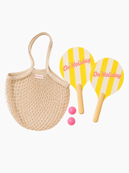 Yellow Stripe Beach Paddle Set