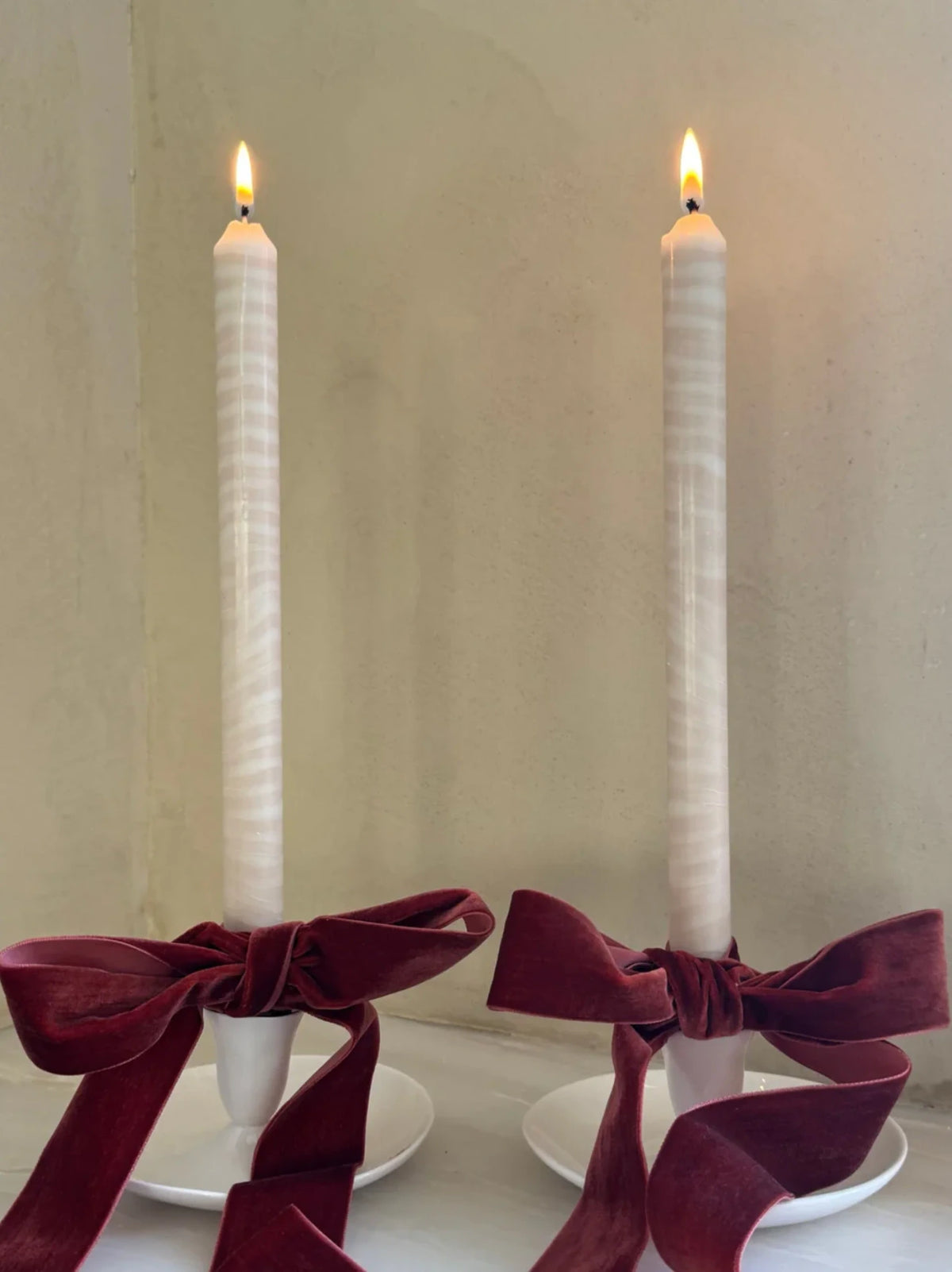 Pavlova Cream Dinner Candles Set of 2