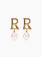 Gold Pearl Letter Earrings