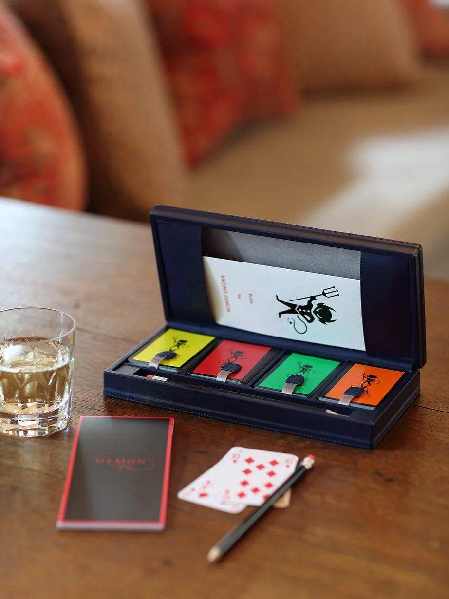 Personalised Leather Racing Demon Game Set