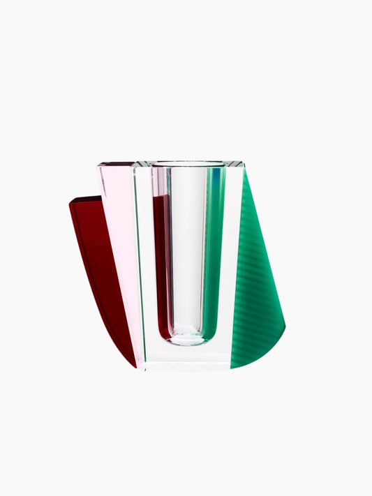 Red and Green Raleigh Crystal Vase