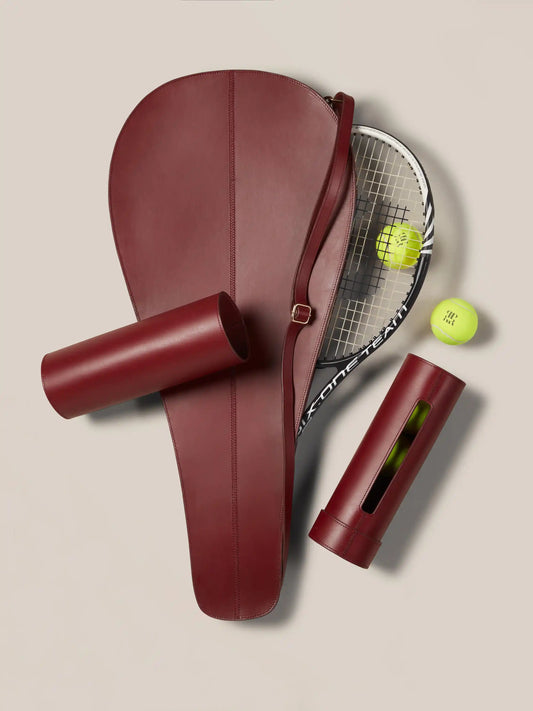 Red Leather Tennis Racket Cover
