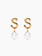 Gold Pearl Letter Earrings
