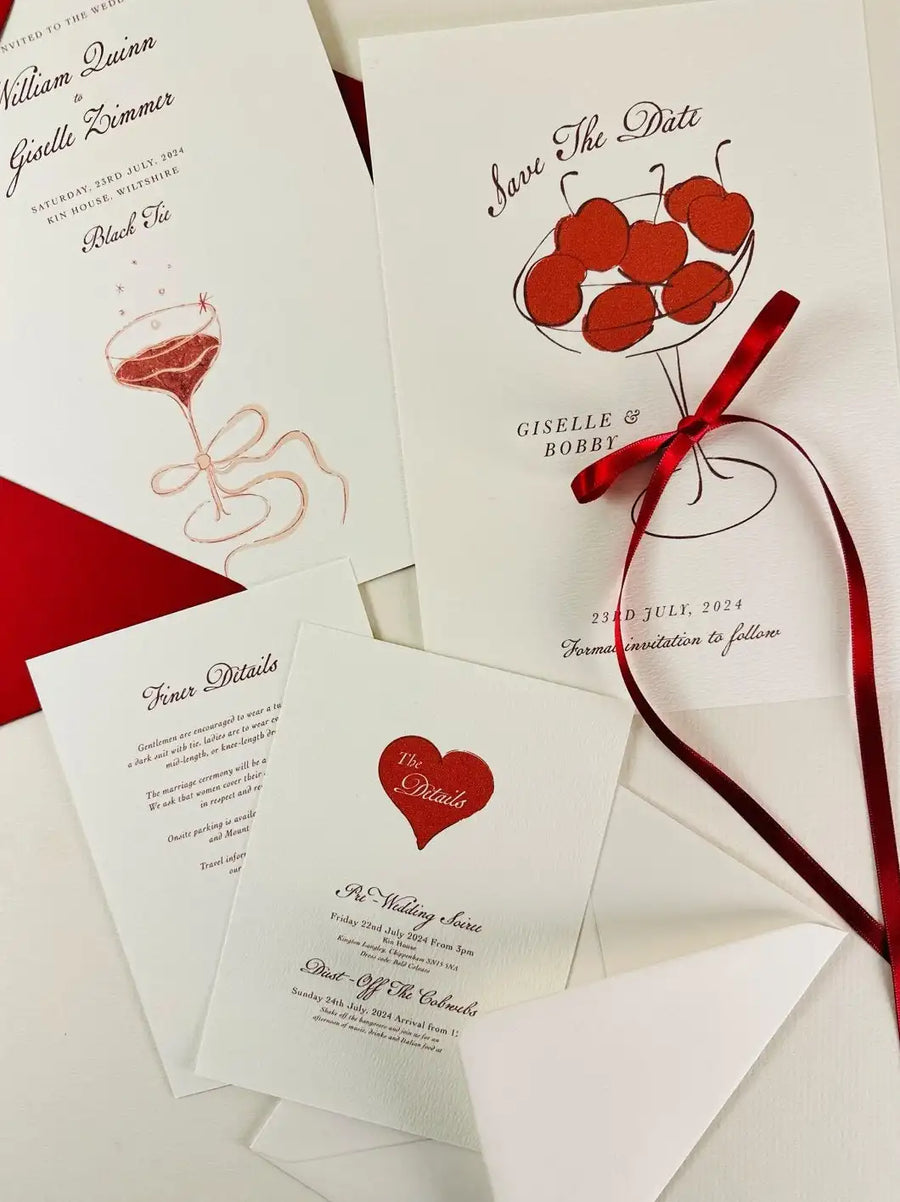 Red Mon Chéri Save The Date Card