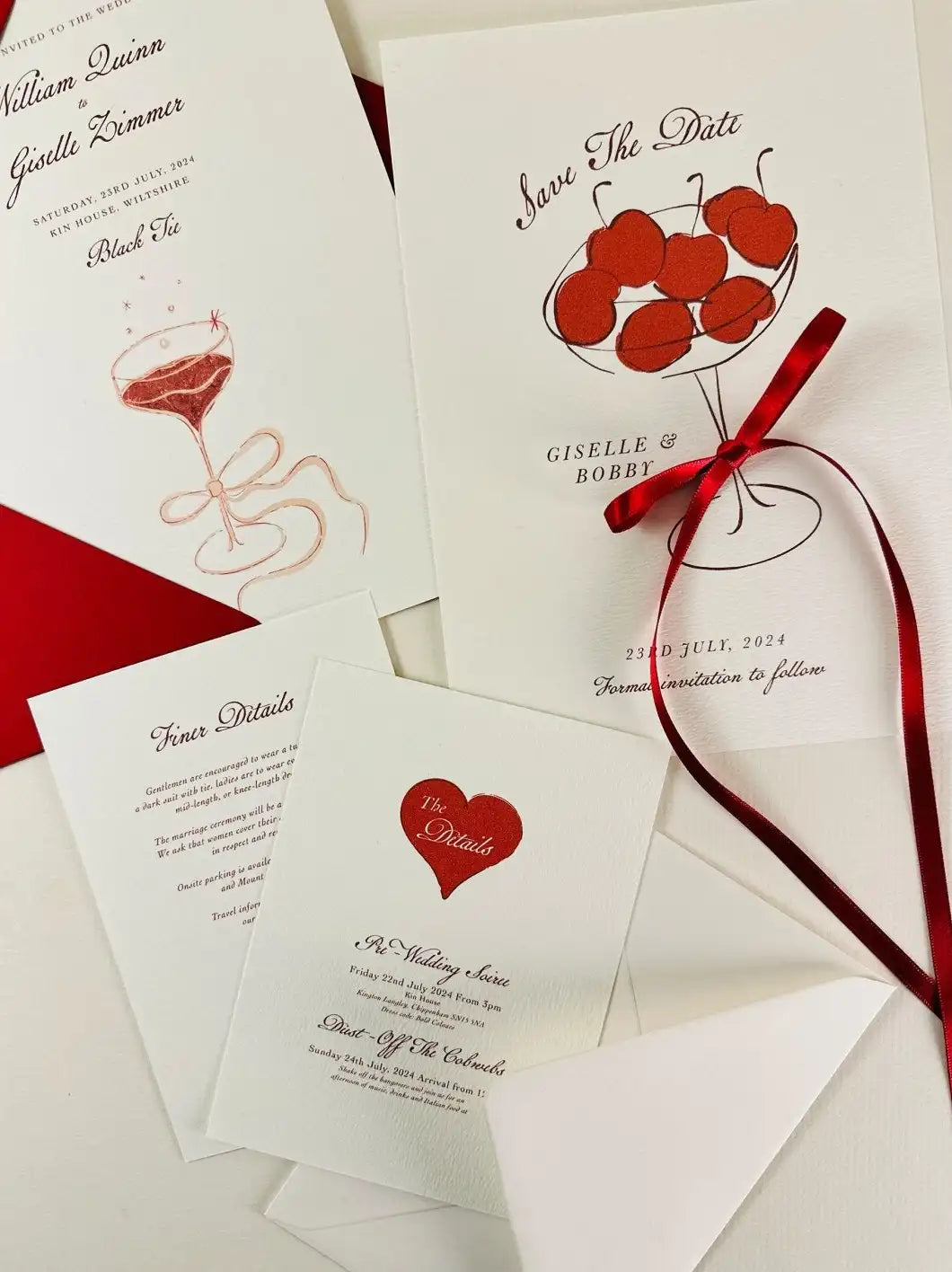 Red Mon Chéri Save The Date Card