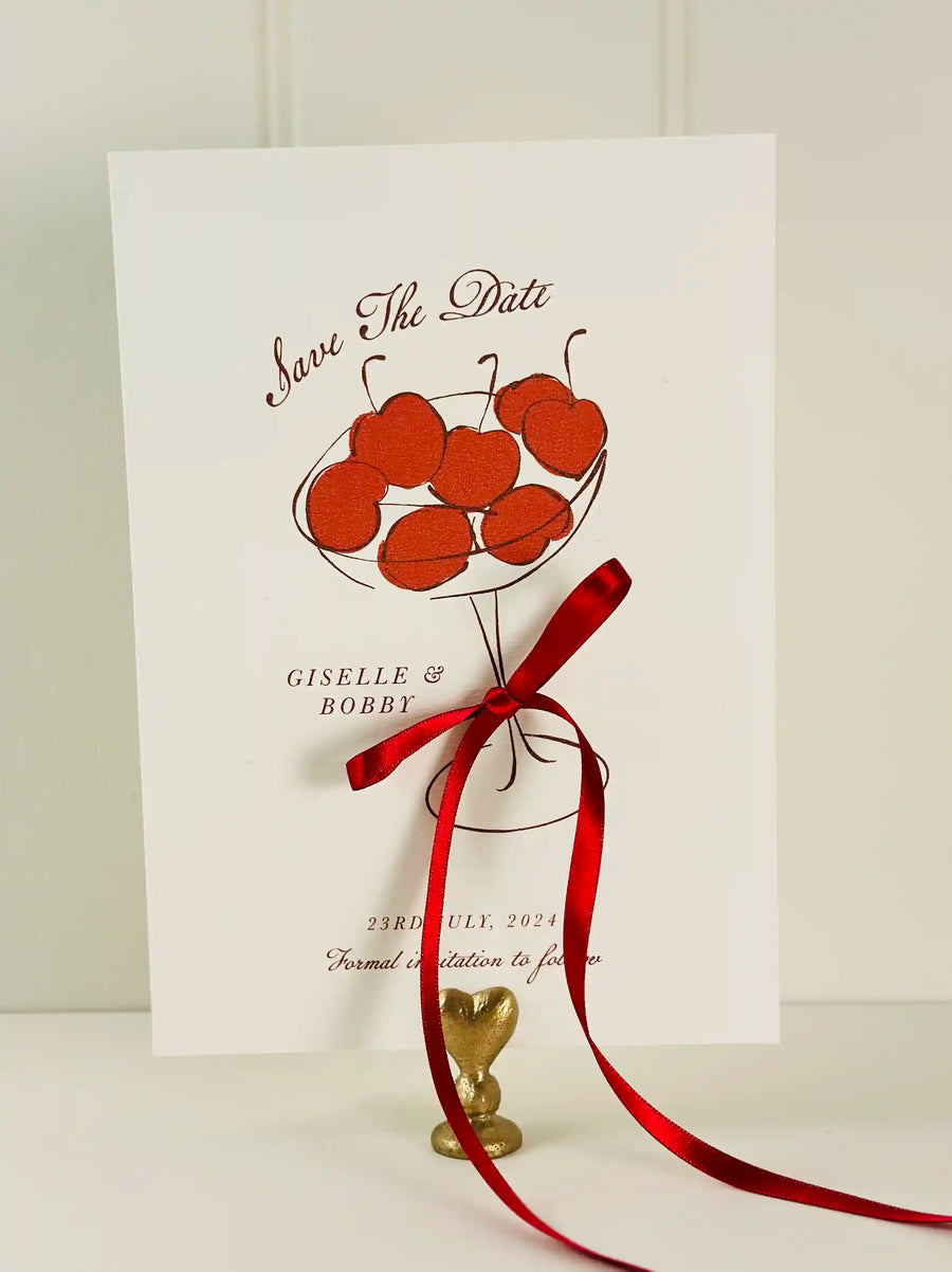Red Mon Chéri Save The Date Card