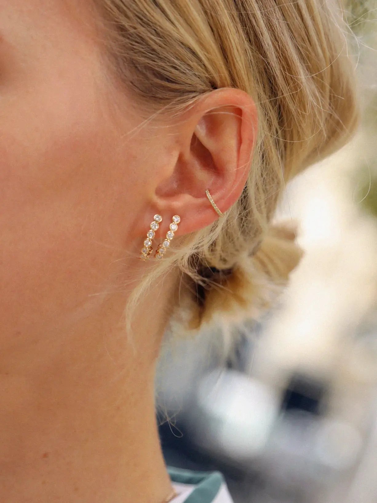 Semi Hoop Diamond Earring