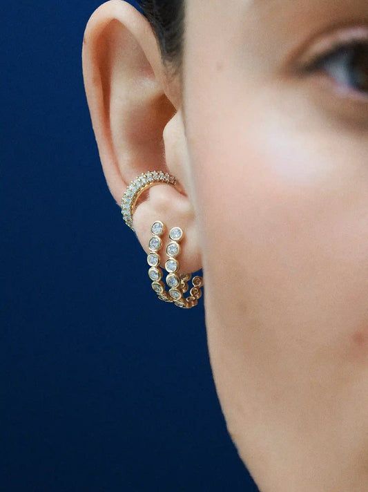 Semi Hoop Diamond Earring
