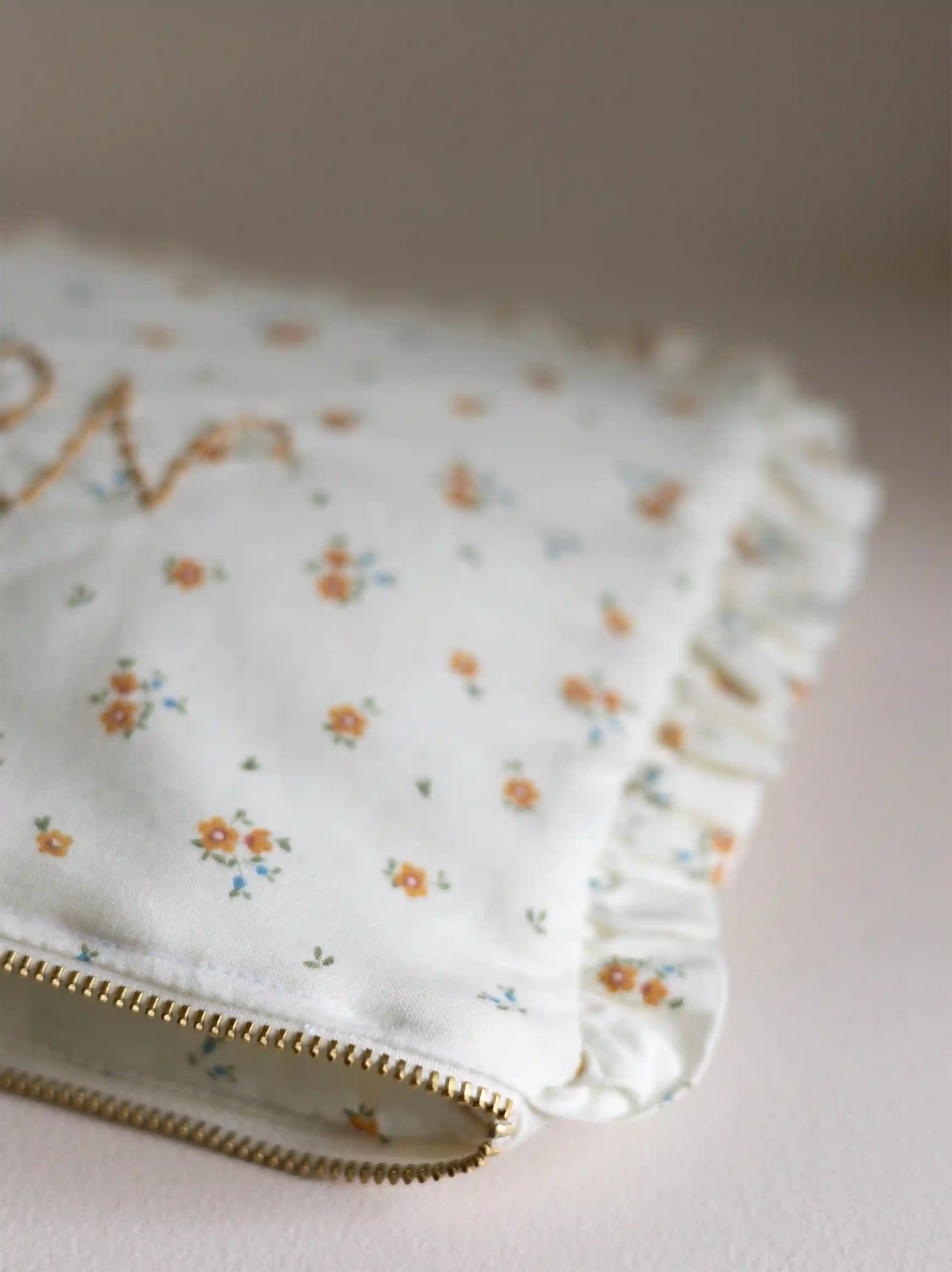 Personalised Small Flowers Zipped Baby Zip Pouch