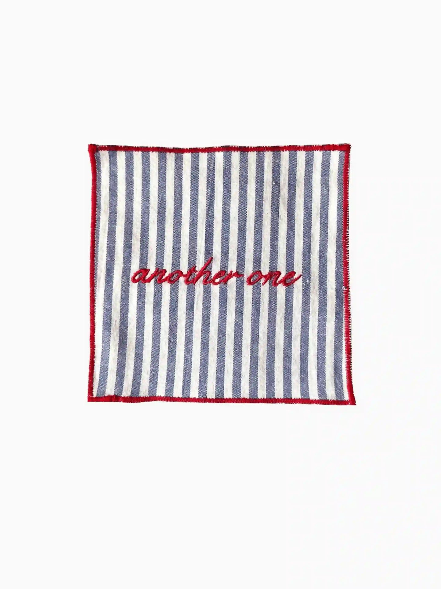 Striped Embroidered Cocktail Napkins