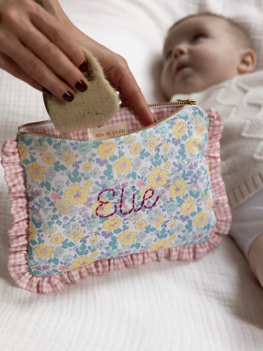 Personalised Summer Flowers Zipped Baby Zip Pouch