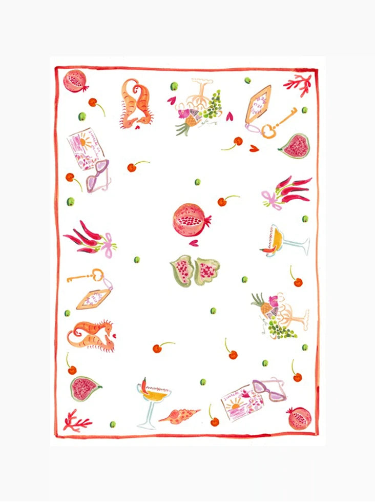 Summer Illustrated Tablecloth