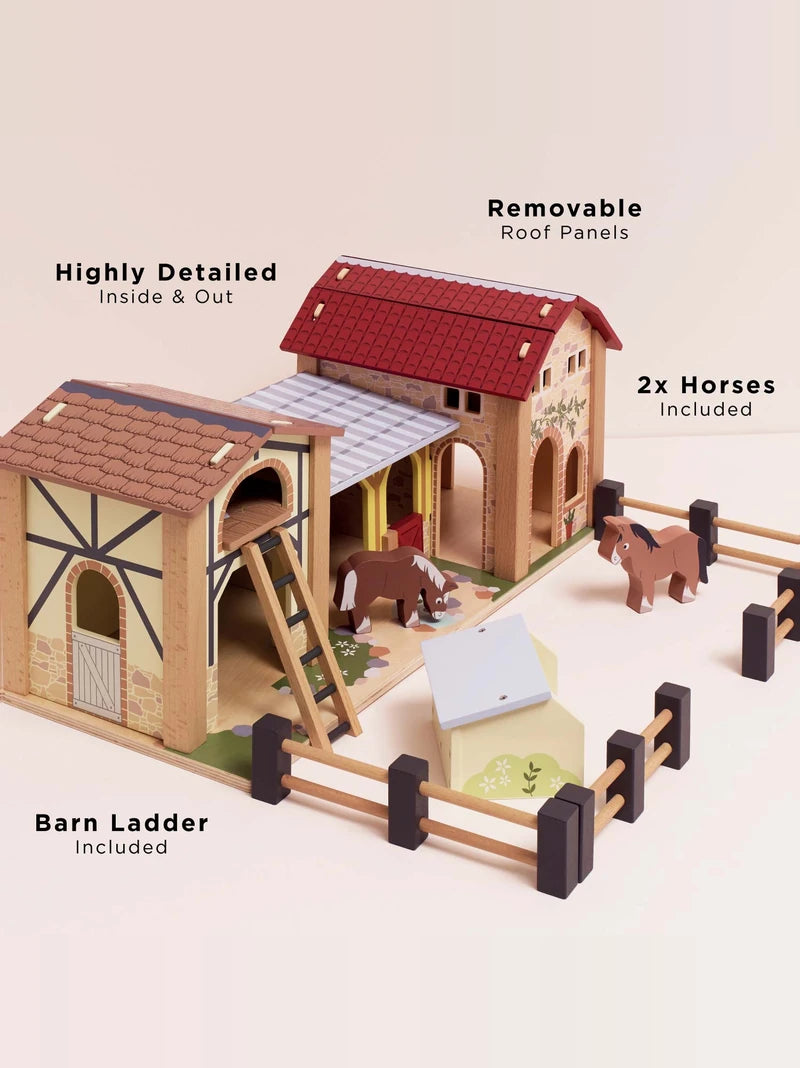 Wooden Toy Farmyard Stables Playset