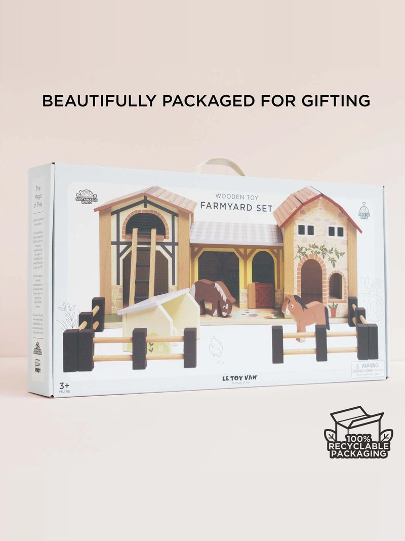 Wooden Toy Farmyard Stables Playset