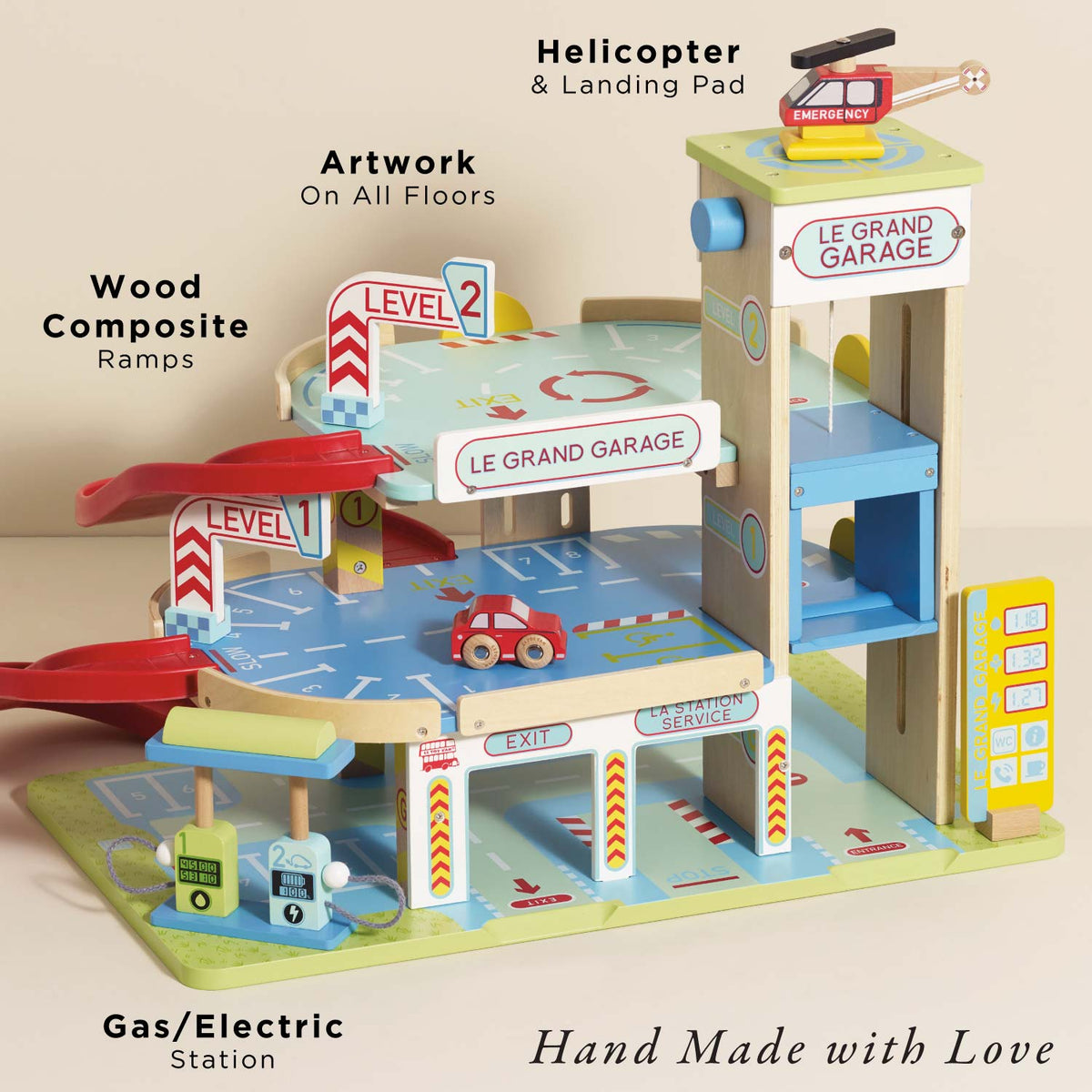 Le Grand Wooden Toy Car Garage