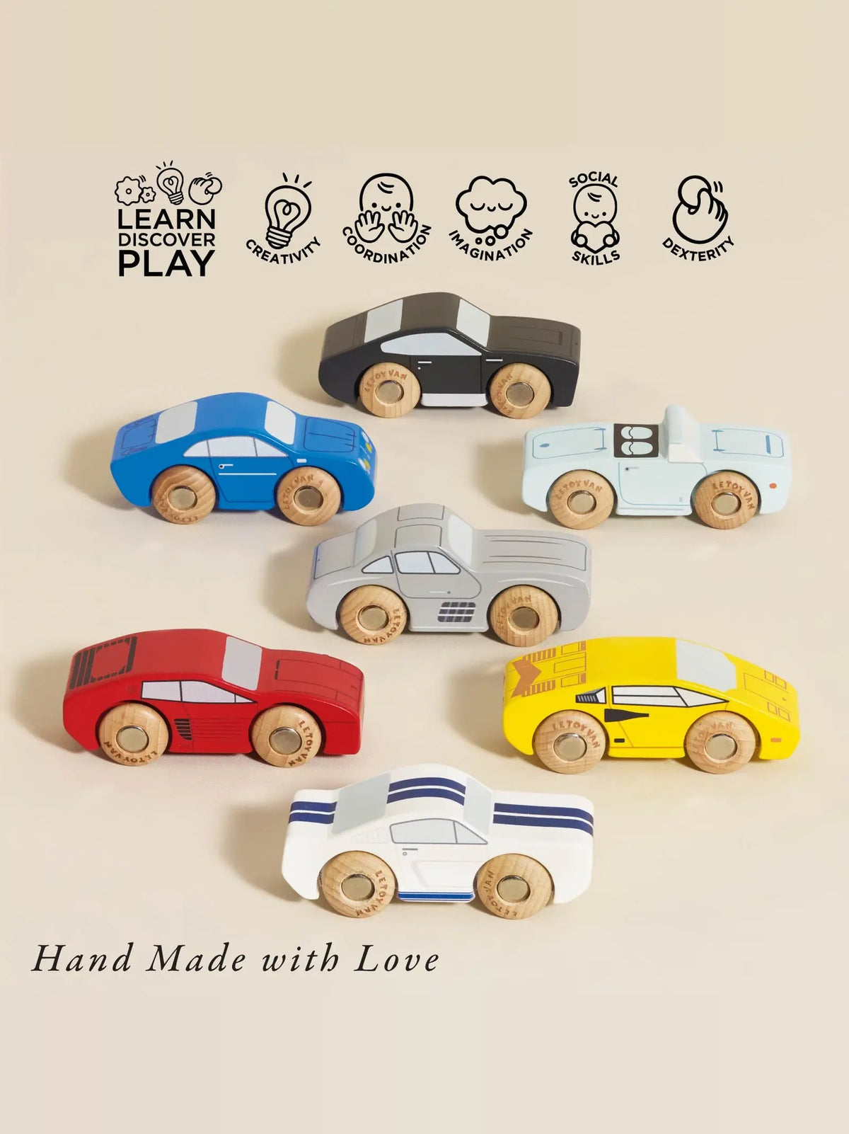 Classic Wooden Toy Sports Cars