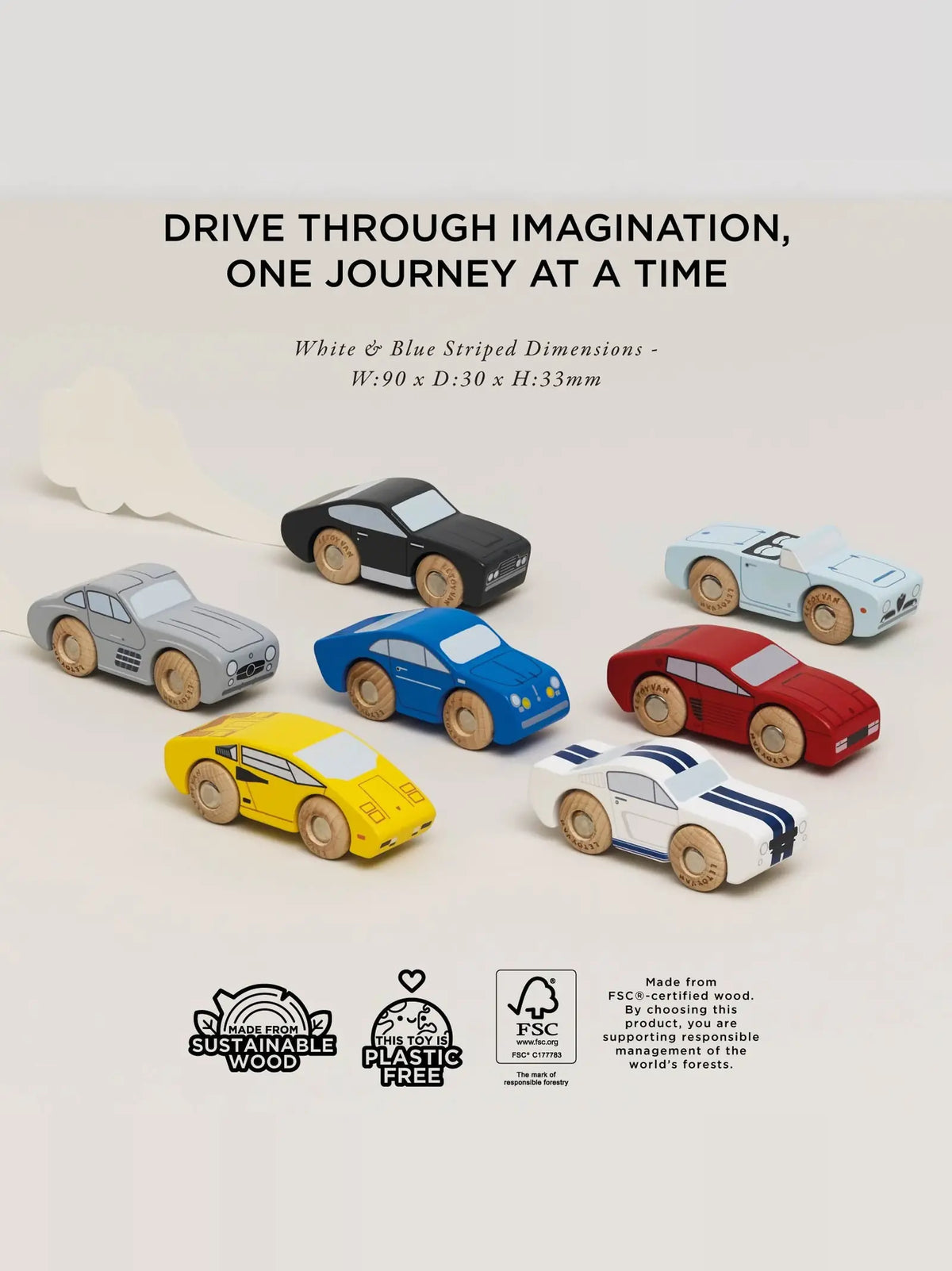 Classic Wooden Toy Sports Cars