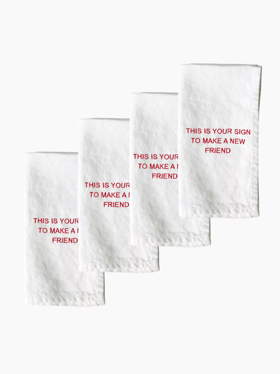 Embroidered New Friend Napkins Set of 4