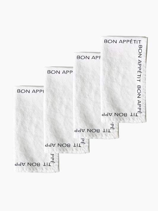 Embroidered Bon Appetit Napkins Set of 4