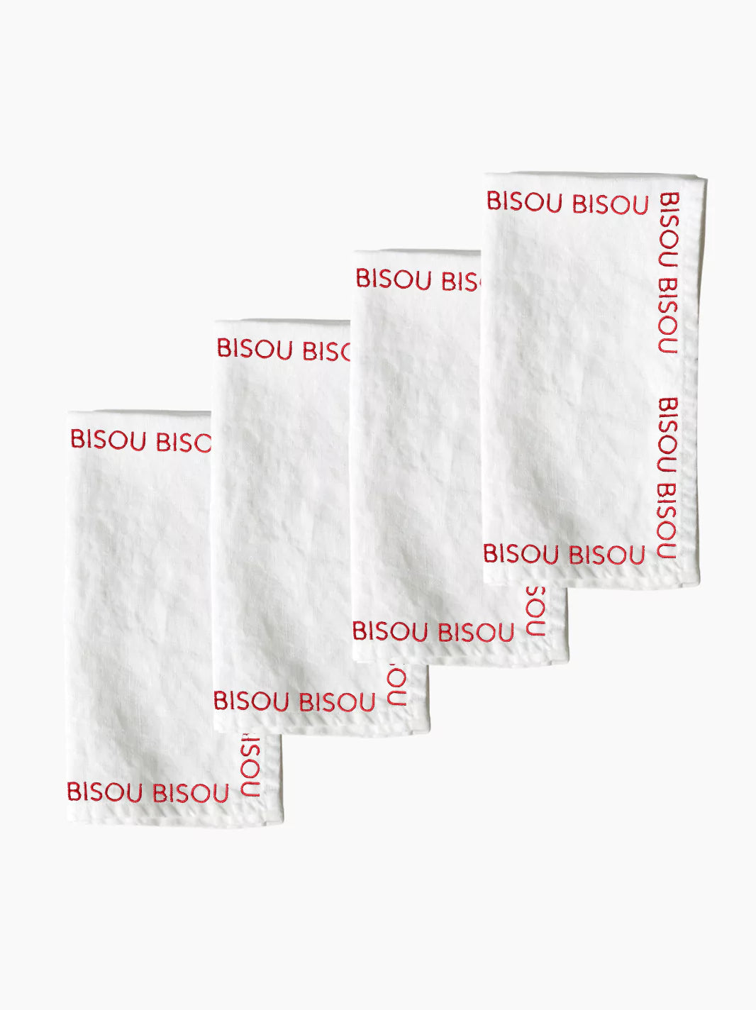 Embroidered Bisous Bisous Napkins Set of 4