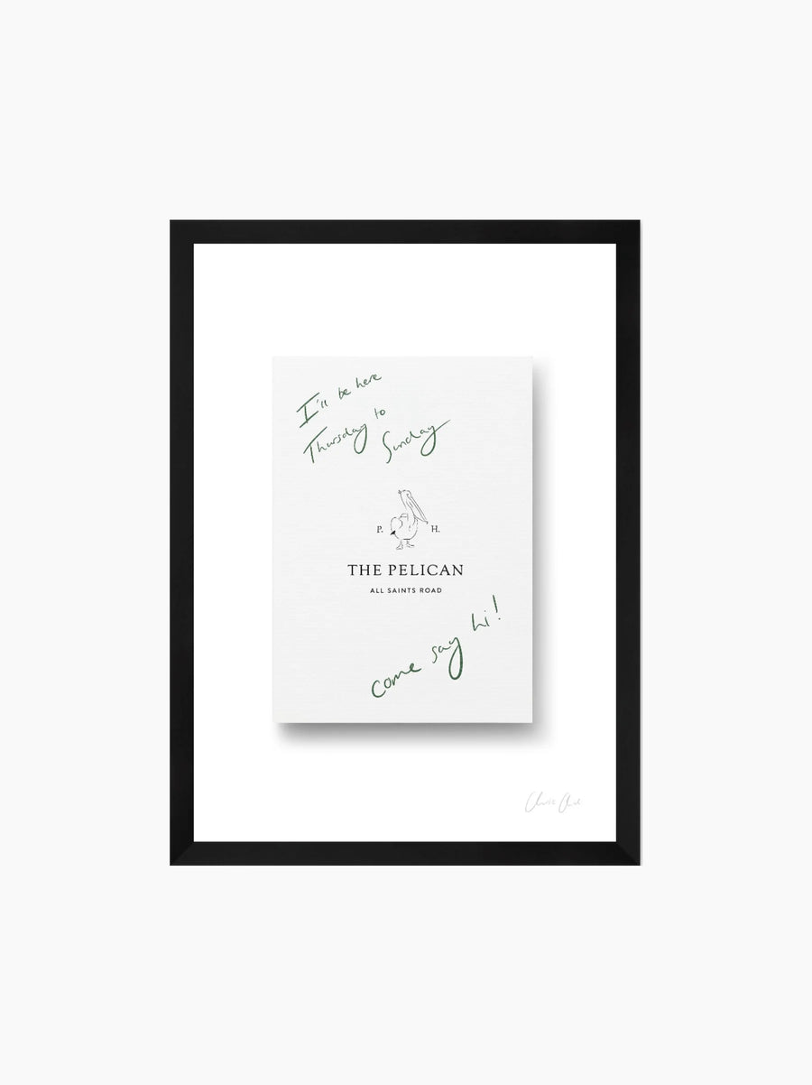 Card at The Pelican Framed Art Print
