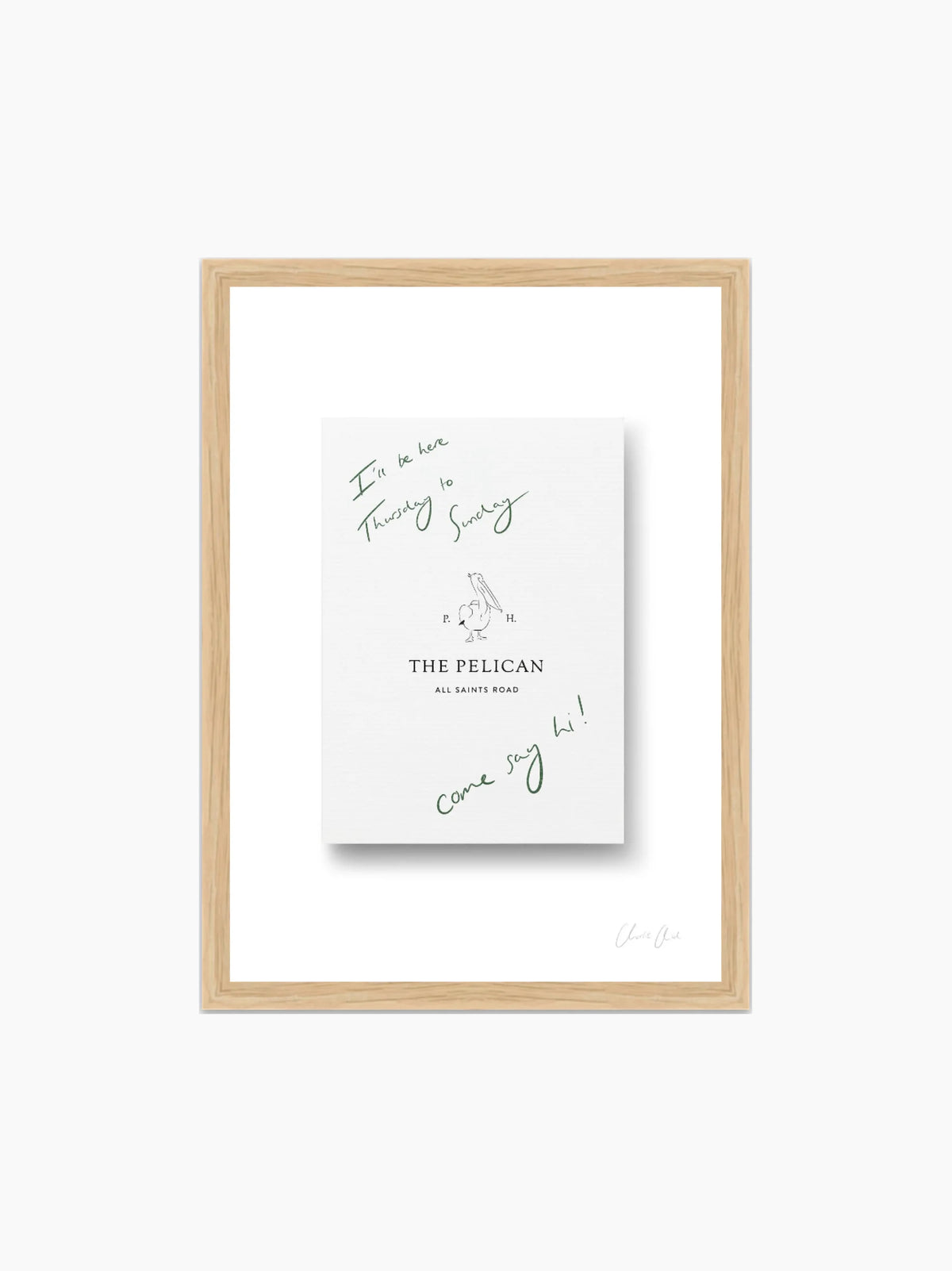 Card at The Pelican Framed Art Print