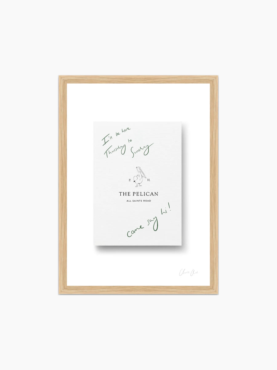Card at The Pelican Framed Art Print