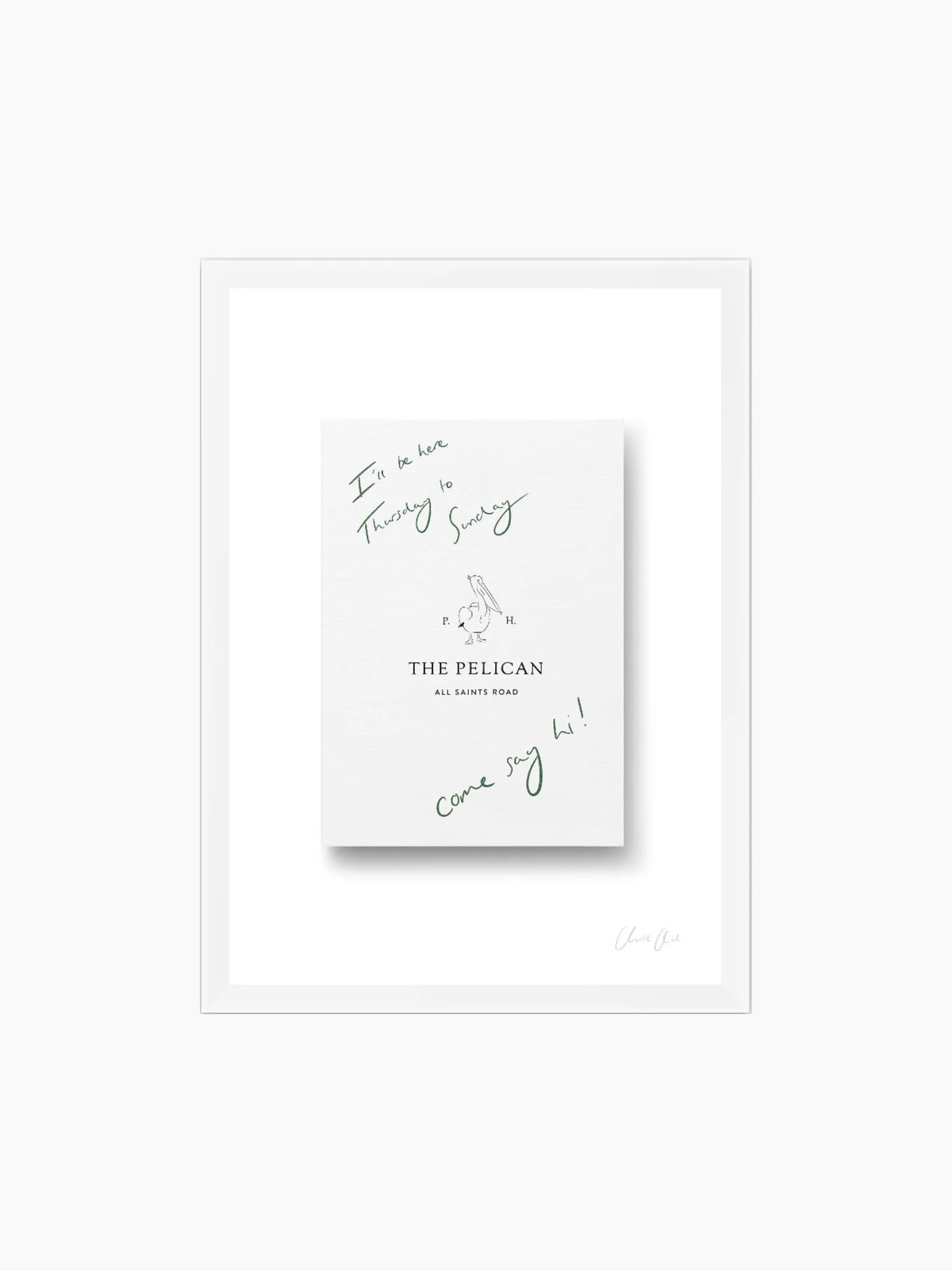 Card at The Pelican Framed Art Print