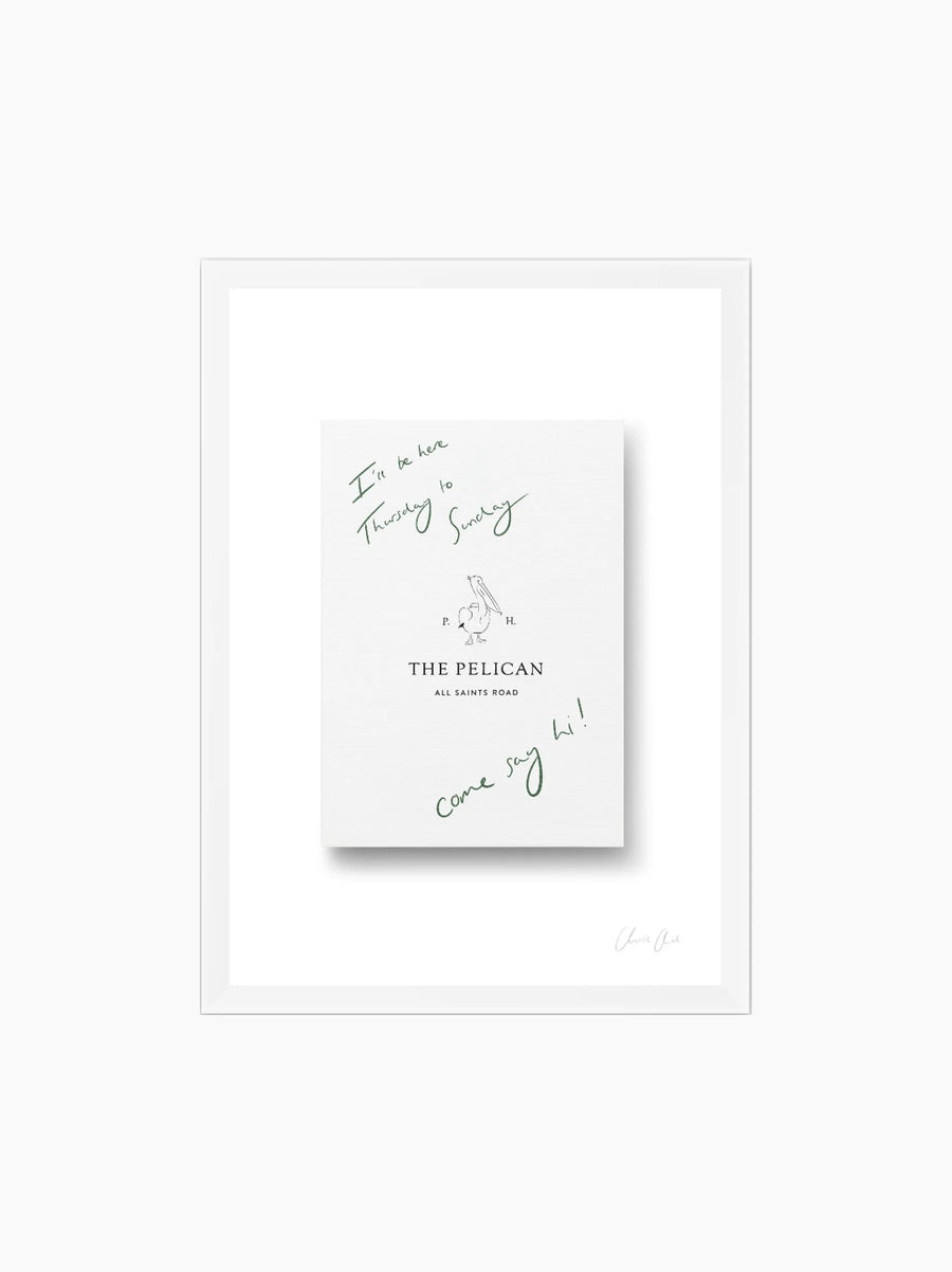 Card at The Pelican Framed Art Print