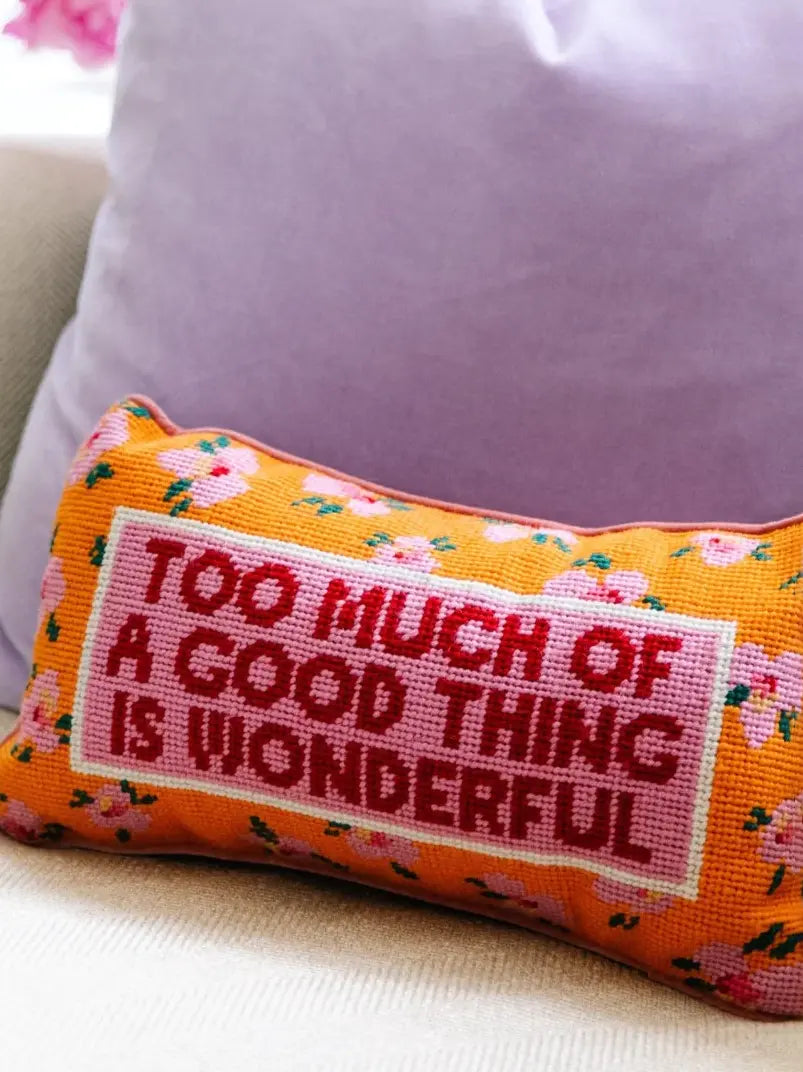 Too Much Needlepoint Pillow