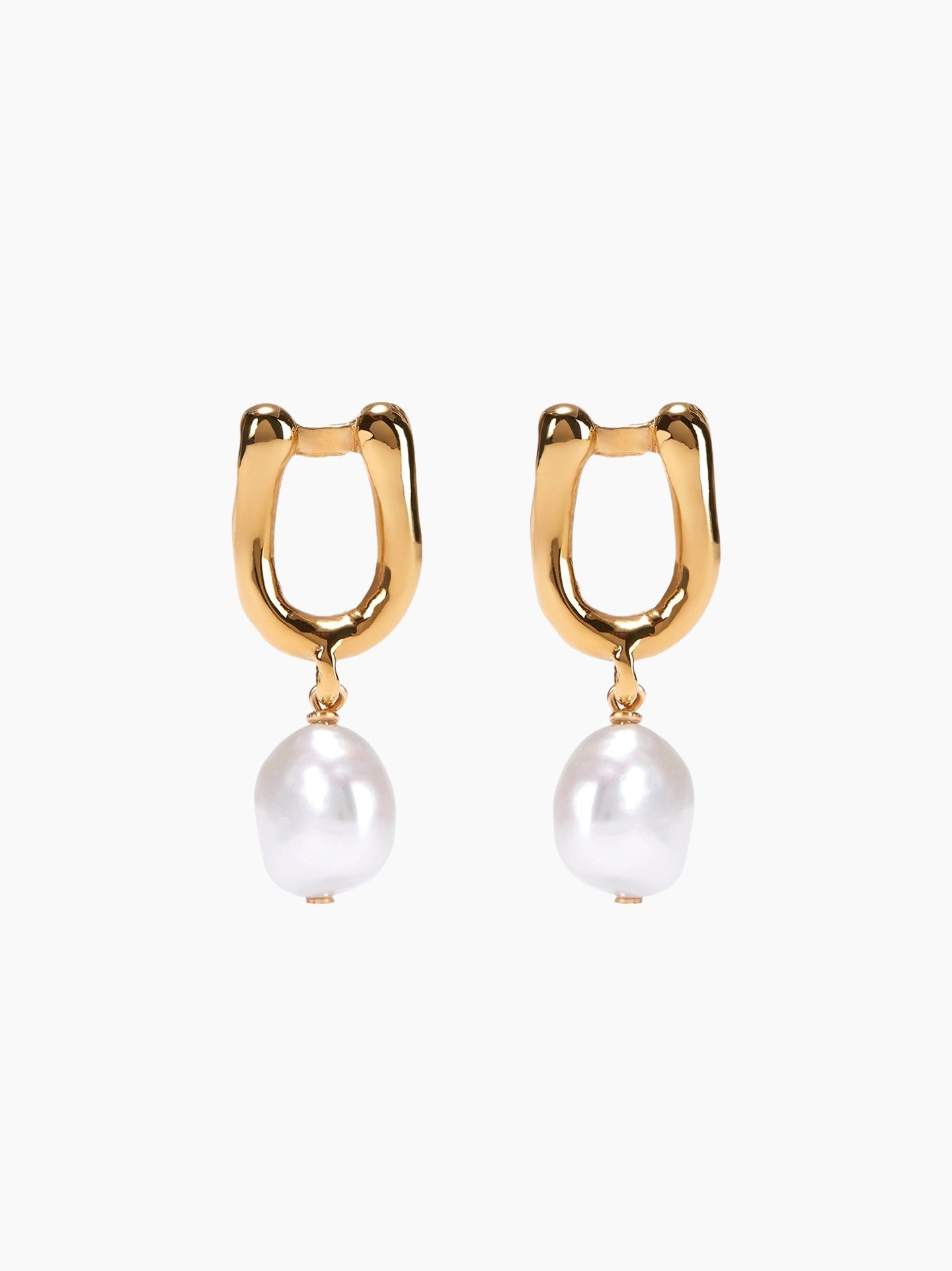 Gold Pearl Letter Earrings