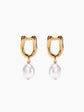 Gold Pearl Letter Earrings