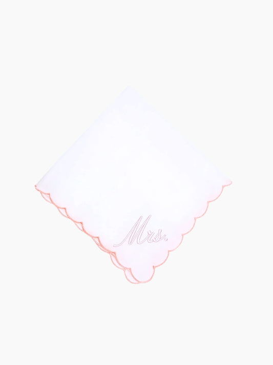 Personalised Pink Scallop Handkerchief