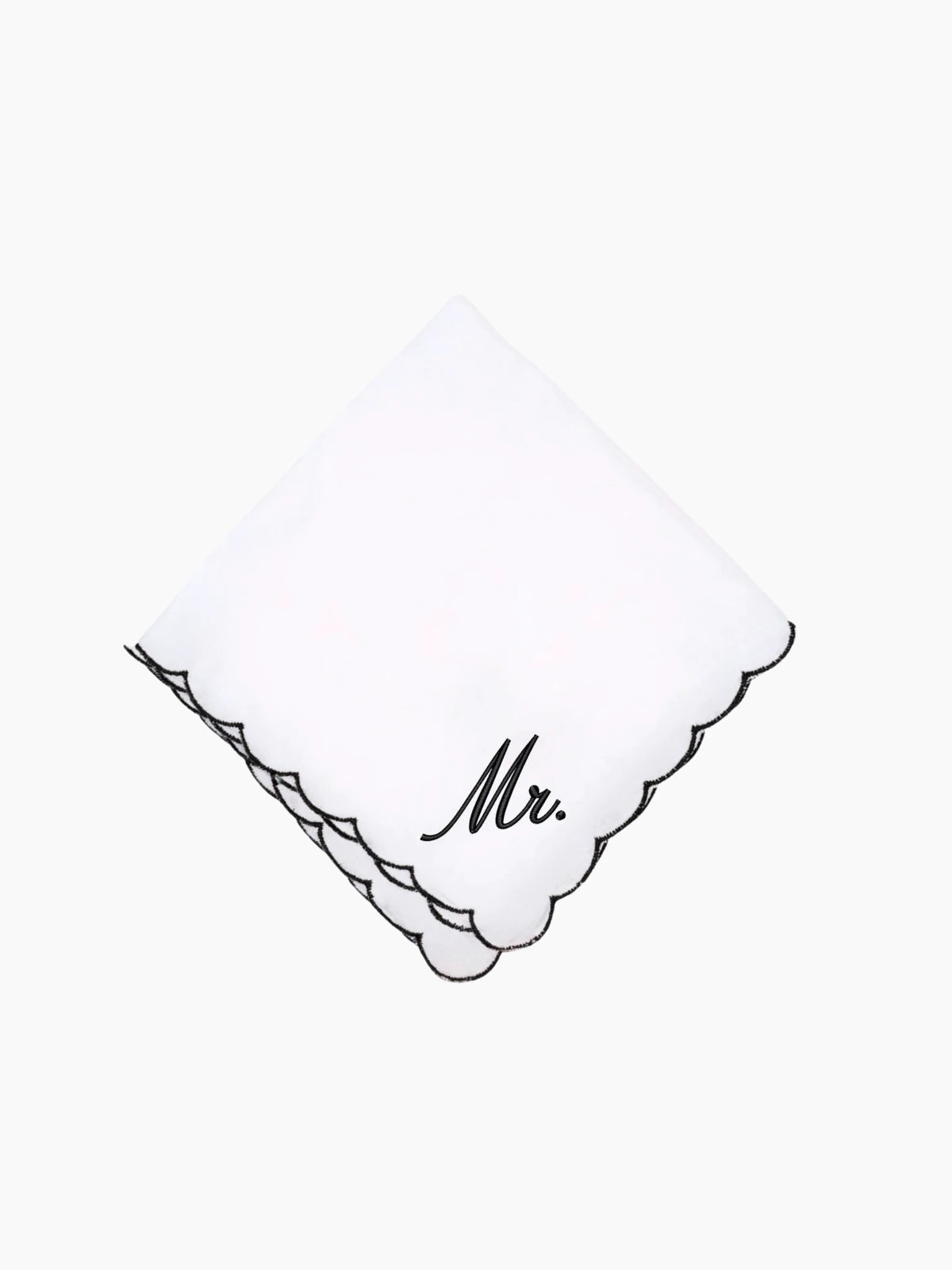 Personalised Black Scallop Handkerchief