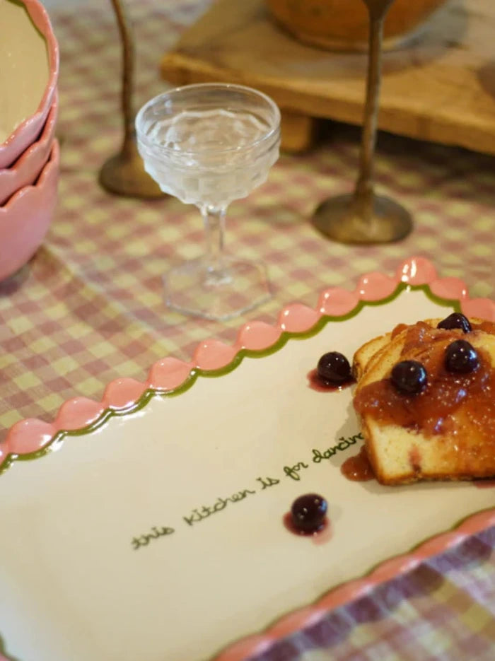 This Kitchen Is For Dancing Scalloped Serving Tray
