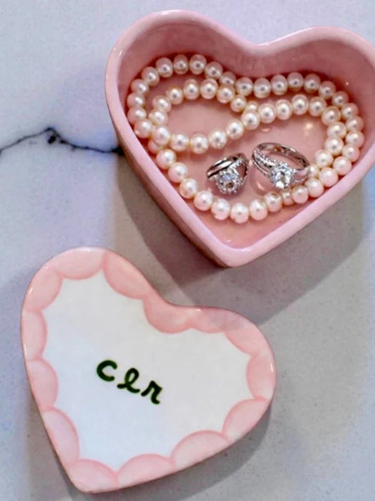Personalised Scalloped Heart Jewellery Box