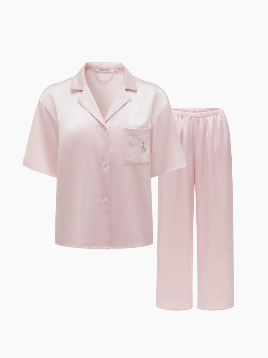 Pink Beaded Cocktail Pyjama Set