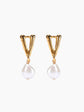 Gold Pearl Letter Earrings