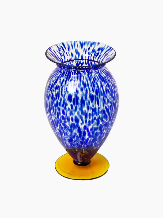 Handblown Blue Speckled Vase