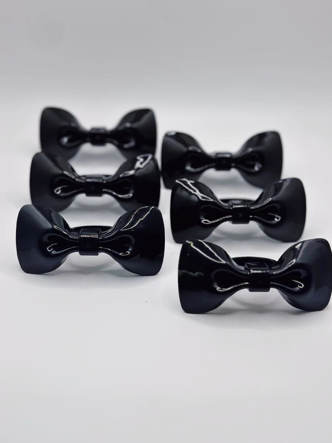 Vintage Black Bow Napkin Rings Set of 6