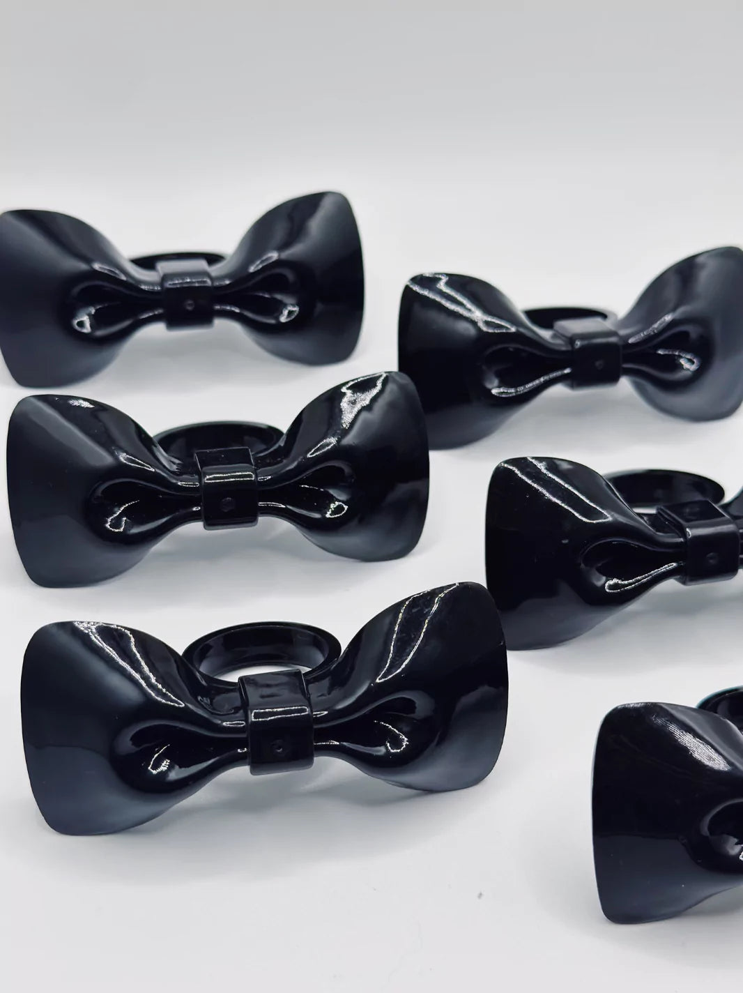 Vintage Black Bow Napkin Rings Set of 6