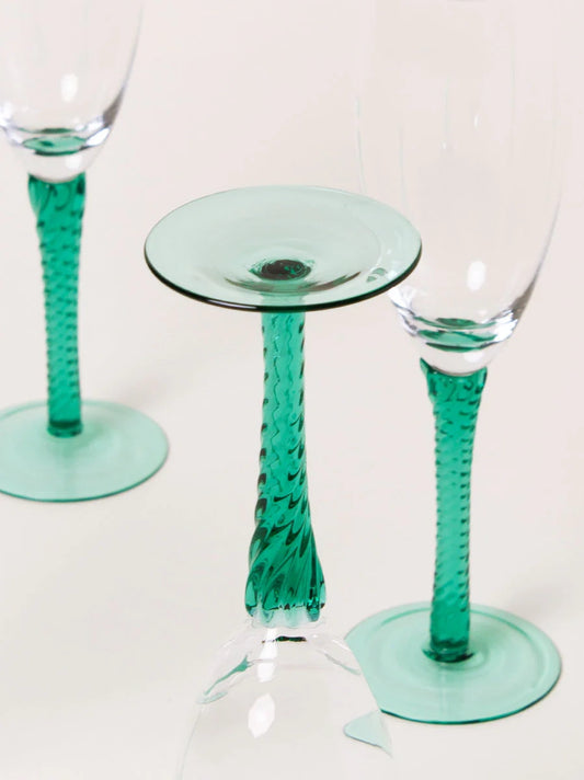 Braided Green Flutes Set of 4